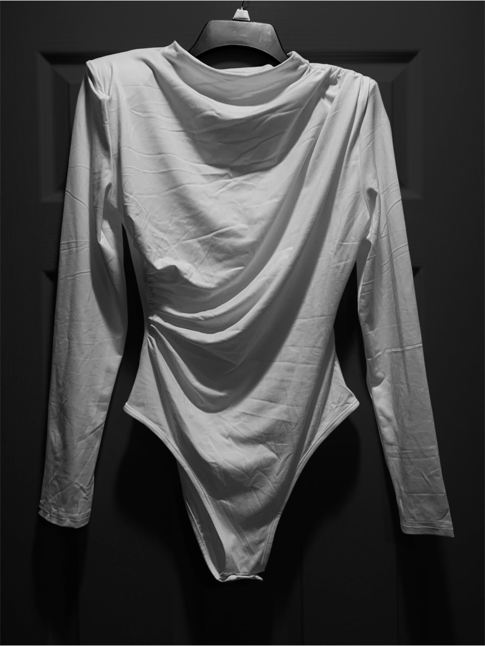 SHEIN White Long Sleeve Draped Bodysuit